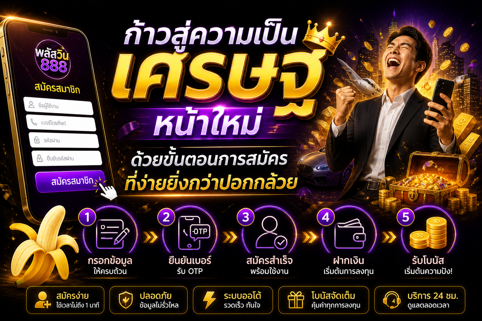 ก้าวสู่ความเป็นเศรษฐีหน้าใหม่ด้วยขั้นตอนการสมัครที่ง่ายยิ่งกว่าปอกกล้วย